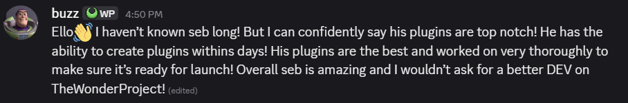 Discord review for a custom plugin