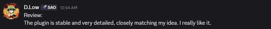 Discord review for a custom plugin